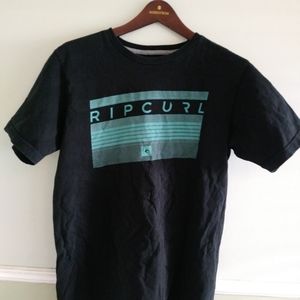 Short sleeve Ripcurl T-shirt Black and Cyan Medium